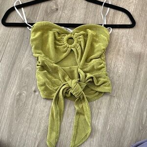 Princess Polly Lime Tie-Front Crop Top